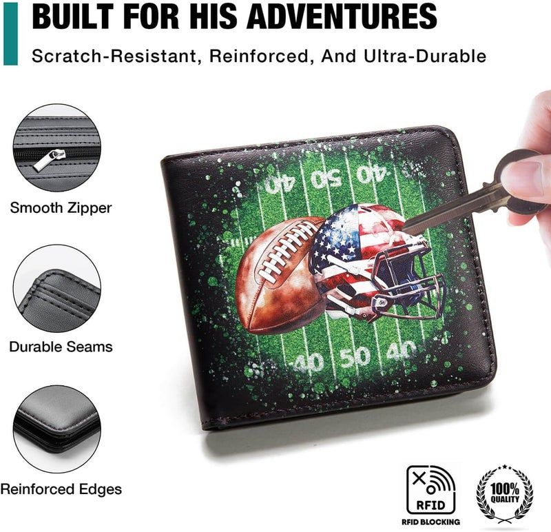 Amutta Kids Wallet for Boys, Cool Teen Boys Wallet for Kids Ages 4-5-6-7-8-9-10-11-12-13-14-15-16, Leather Wallet for Teen Boy, Bifold Bi Fold Football Teenage Teenager Youth Gift Christmas Birthday - Image 5